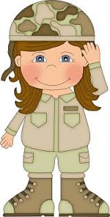 Image of female cartoon character in Army uniform